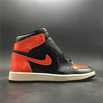 AIR JORDAN 1 HIGH OG NRG PATENT LEATHER “BANNED” BLACK UNIVERSITY RED 