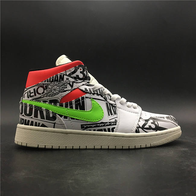 Air Jordan 1 Mid 'Over-Print Logos'  554724-119  - 1