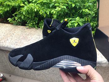 Air Jordan 14  Black Suede Ferrari All Black Yellow  