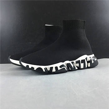 Balenciaga Speed Graffiti Trainers Black White 