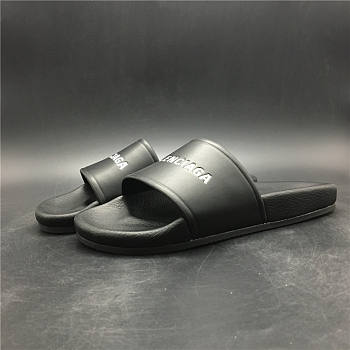 Balenciaga Logo Leather Slip-on Sandal Black