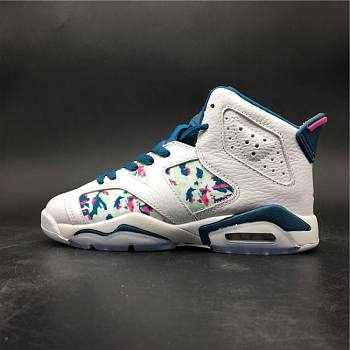 Air Jordan 6 Retro White Laser Fuchsia Green Abyss (GS)