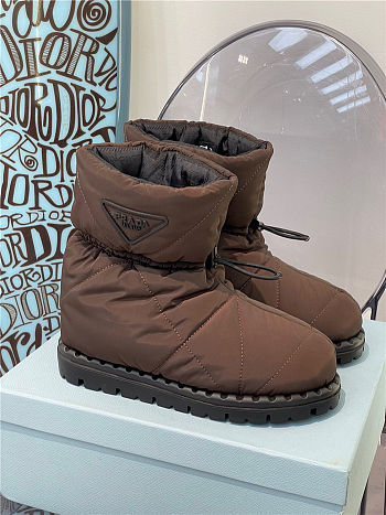 Prada Padded Nylon Booties Brown