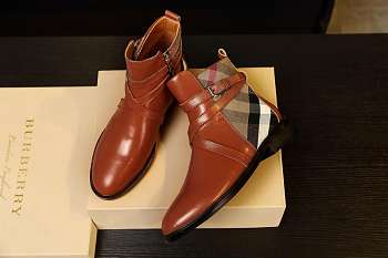 Burberry House Check and Leather Ankle Boots
