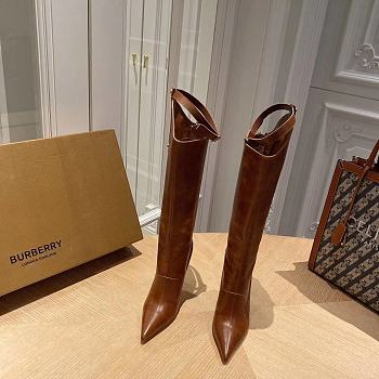 Burberry House Check and Leather Boots Brown