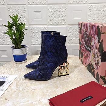 Dolce & Gabbana ankle boots with DG Pop heel snake print blue