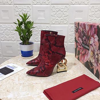 Dolce & Gabbana ankle boots with DG Pop heel snake print red
