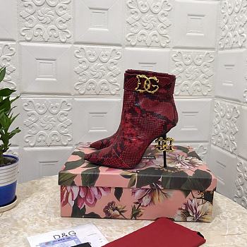 Dolce & Gabbana ankle boots with DG Pop heels snake print red
