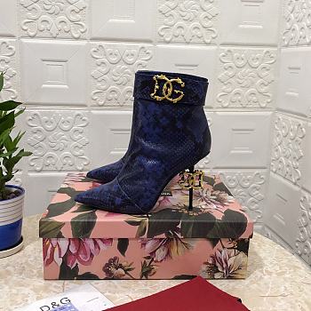 Dolce & Gabbana ankle boots with DG Pop heels snake print blue