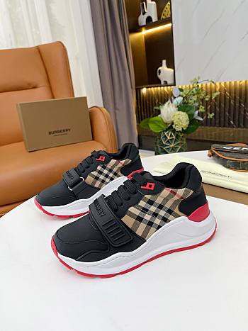 Burberry Leather and Vintage Check Cotton Sneakers Black/Archive Beige
