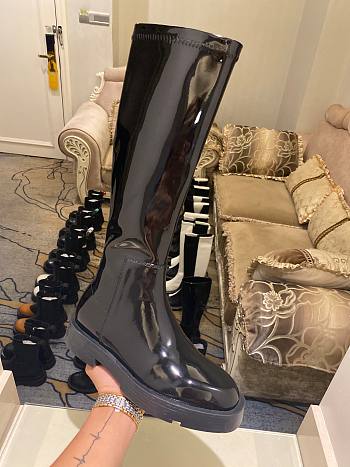 Givenchy Squared Boots In Patent Leather Black