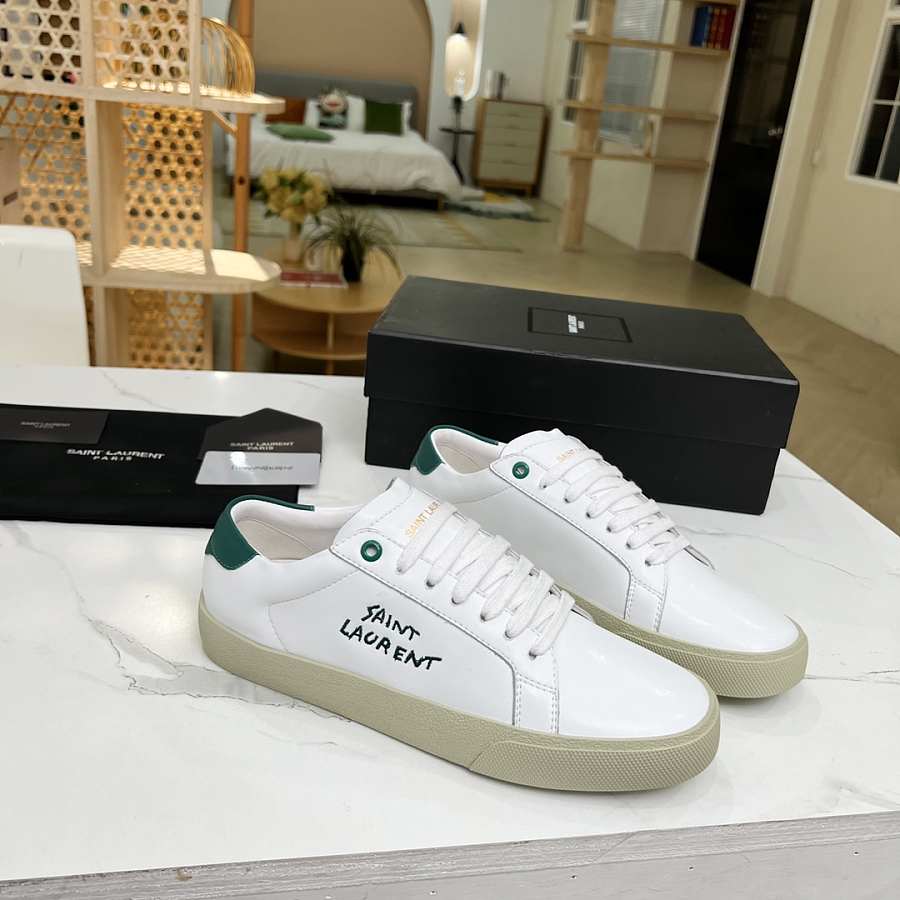 YSL COURT CLASSIC SL/06 EMBROIDERED SNEAKERS IN LEATHER GREEN WHITE ...