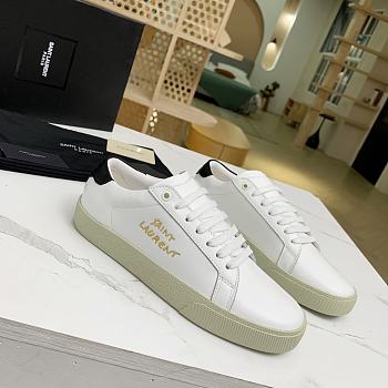 YSL COURT CLASSIC SL/06 EMBROIDERED SNEAKERS IN LEATHER WHITE BLACK GOLD