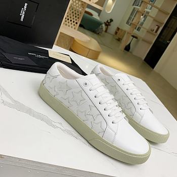 YSL COURT CLASSIC SL/06 EMBROIDERED SNEAKERS IN LEATHER WHITE STARS