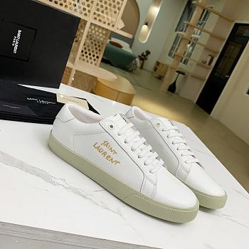 YSL COURT CLASSIC SL/06 EMBROIDERED SNEAKERS IN LEATHER GOLD LOGO