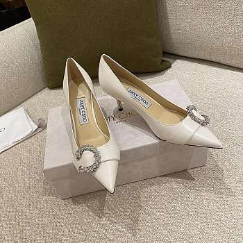 Jimmy Choo Saresa 85 Glitter White Pumps
