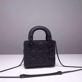 Dior Lady Mini Lambskin Bag Matte Black 24cm