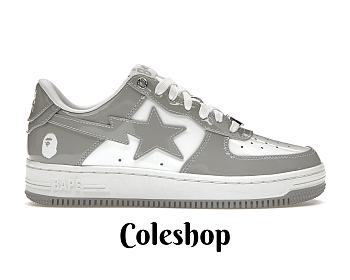 A Bathing Ape Bape Sta Patent Leather White Grey 1I70-291-021
