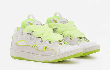 Lanvin Leather Curb Sneakers White Yellow FM-SKRK11-DRAP-P2300F839