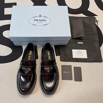 Prada Chocolate 50mm Loafer Black Brushed Leather