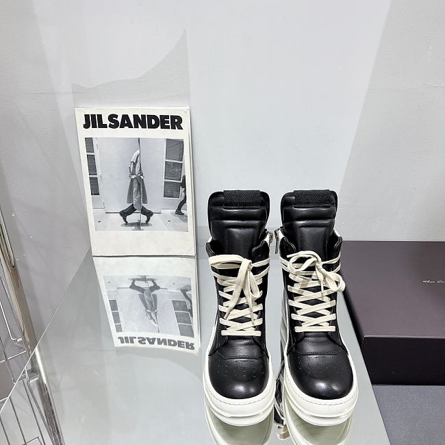Rick Owens Strobe Geobasket High Black Milk RU02B2894-LPO - 1