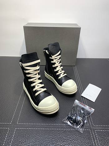Rick Owens Leather High Top Black Cream RU01B1890