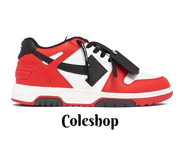 OFF-WHITE Out Of Office Low Tops Black White Red OMIA189S23LEA0012510