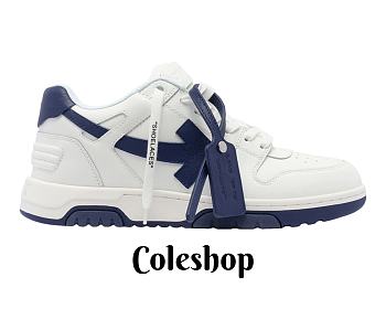 OFF-WHITE Out Of Office Low Tops White White Navy Blue OMIA189F22LEA0010146