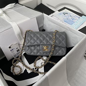 Chanel Shoulder Bag New Mini 1116 Grey (Gold Wire)