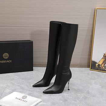 Versace Pin-Point Knee-High Boots Black