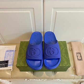 Gucci Interlocking G Platform Slip-On Slides Blue