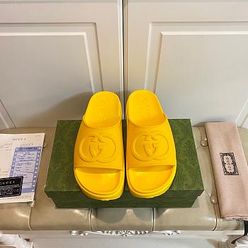 Gucci Interlocking G Platform Slip-On Slides Yellow
