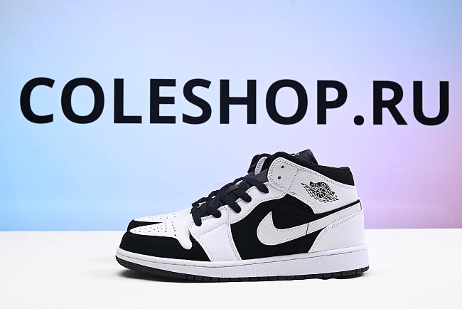 Air Jordan 1 Mid White Black 554724-113 - 1