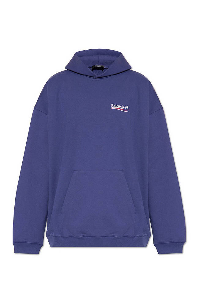 Balenciaga Logo Print Hoodie Blue  - 1