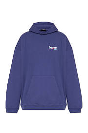 Balenciaga Logo Print Hoodie Blue  - 1