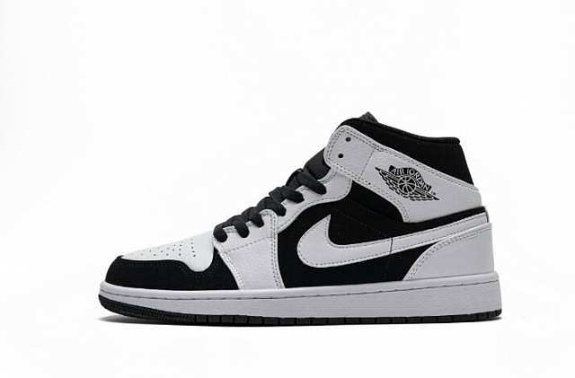 Air Jordan 1 Mid White Black 554725-113 - 1