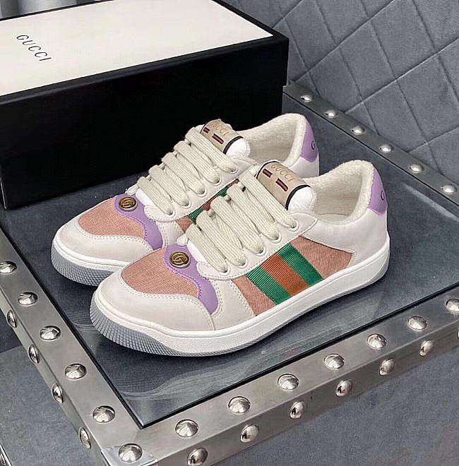 Gucci Screener Leather Sneaker Purple Pink - 1