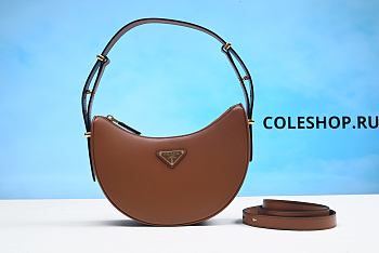 Prada Arqué Leather Shoulder Bag Cognac