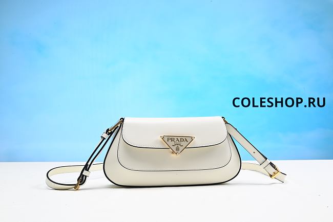 Prada Logo-Plaque Shoulder Bag White  - 1