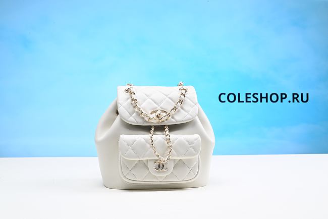 Chanel Backpack White Calfskin Leather - 1