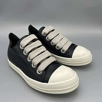 Rick Owens DRKSHDW Low Sneakers Black White Leather (Big shoelace version)
