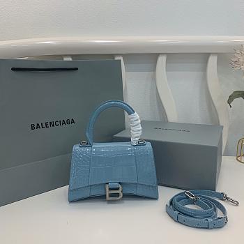 Balenciaga Hourglass Crocodile Blue SIZE 19X13X8CM