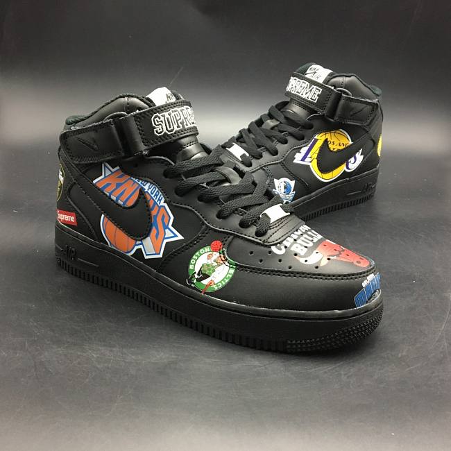 Nike Air Force 1 Mid Supreme NBA Black AQ8017-100 - 1