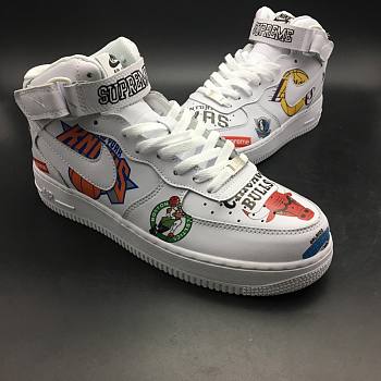 Nike Air Force 1 Mid Supreme NBA White AQ8017-100