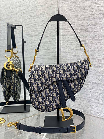 Dior Saddle Bag Blue Dior Oblique Jacquard 25.5cm