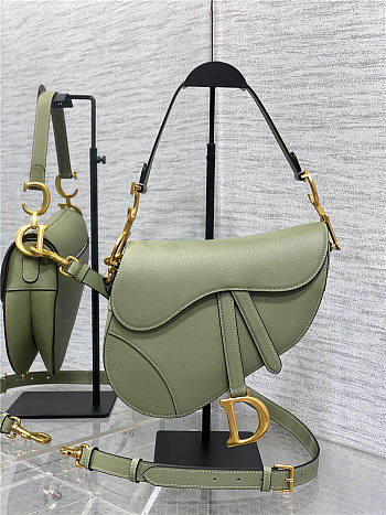 Dior Saddle Bag with Strap Pastel Peyote Green Pearlescent 25.5cm