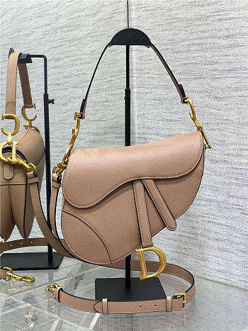 Dior Saddle Bag with Strap Warm Taupe Grained Calfskin 25.5cm