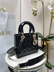 Mini Lady Dior Bag Black Patent Cannage Calfskin 20cm - 2
