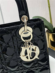 Mini Lady Dior Bag Black Patent Cannage Calfskin 20cm - 5
