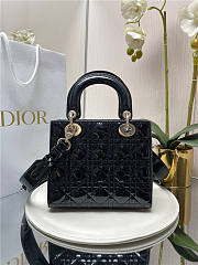 Mini Lady Dior Bag Black Patent Cannage Calfskin 20cm - 6